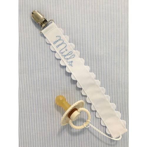 Ric Rac Monogrammed Pacifier Clip Holder Embroidered Name