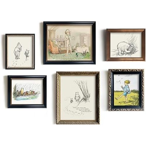 Winnie The Pooh Nursery Wall Art - Gifts for Winnie Fans Lover - Vintage Hundred Acre Wood Poster - Toddler Room Decor - You Are Braver Than You Think - Motivational Quote for Kids Little Boys Bedroom