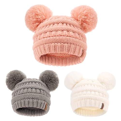 FURTALK Baby Winter Knitted Beanie Hat Soft Warm Pom Pom for Infant Toddler Skull Cap