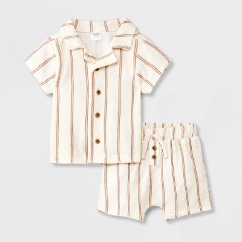 Grayson Mini Baby Boys' Striped Top & Bottom Set - Off-White, Size: Infant6-9M