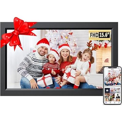 SAMMIX Digital Picture Frame,15.6 Inch 32GB Large WiFi Digital Photo Frame, 1920 * 1080 FHD IPS Touch Screen, Auto-Rotate, Wall-Mounted, Easy to Share Photos via APP, Gift for Family