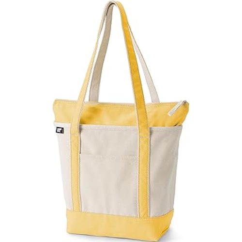 Lands' End Zip Top Canvas Tote Bag