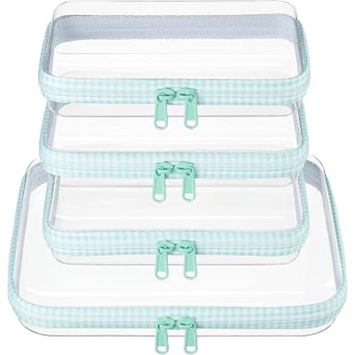 4 pcs Clear Zipper Pouches,Hard Shell Zipper Case, Toiletry Bag for Travel