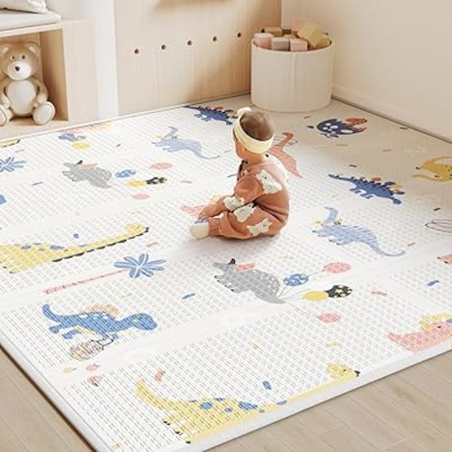 BG-BABYGO Baby Play Mat Foldable Baby Floor Play Mat X-Large Soft Foam Playmat for Babies Reversible Waterproof Padded Baby Girl Play Mat Portable Thick Crawling Mat for Indoor Outdoor