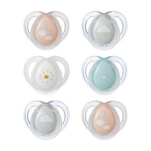 Tommee Tippee Night Pacifier 0-6 Months - Green Skies - 6pk