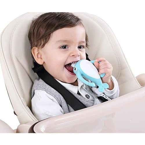 Best Teething Toys for 4Months,Smily Mia Narwhal Baby Teether for 3-6 6-12M, Teething Relief Toys, Food Grade Silicone Teether Baby Toys, Sensory Toys for Teething Babies, Baby Essential, Blue