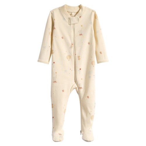 Cotton Zip Footie, 0-3M