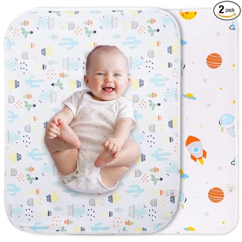 Baby Changing Pad Changing Table Pads Waterproof Large Size 37.5x27.5 Inch Portable Diaper Changing mat Liners Reusable Washable Mattress Protector for Girls & Boys 2 Pack