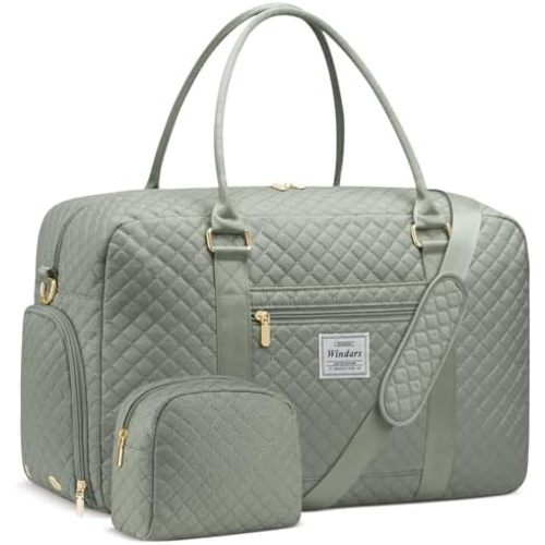 Travel Duffle Bag, Weekender Bags for Women with Shoe Compartment, Carry on Overnight Bag with Toiletry Bag & Wet Pocket, Hospital Bags for Labor and Delivery (Dark Green)