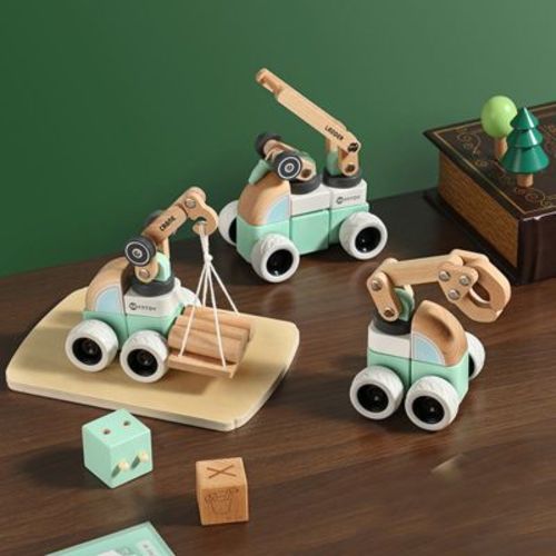 Freniland™ - Wooden Snap & Play Vehicle Set – 3-in-1 Buildable Cars for Kids Ages 3+