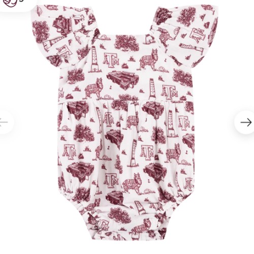 Texas A&M Toile Puff Sleeve Onesie