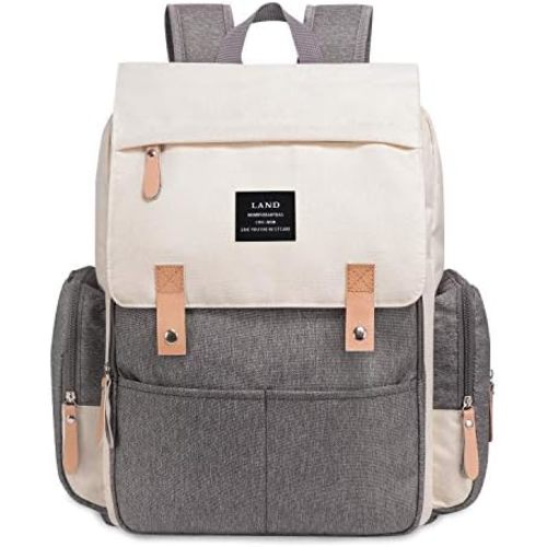 Diaper Bag Backpack Large Capacity for Baby Care Wide Open Design and Waterproof Fabric For Mom Dad (New White Grey)
