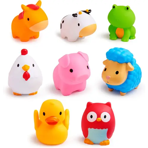 Munchkin Baby Bath Toy Squirts for Babies and Toddlers 9 Months and Up, Farm Animal Squirters, 8 Pack