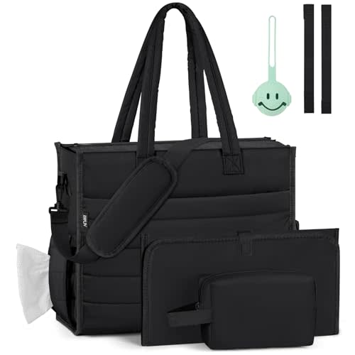 IBFUN Diaper Bag Tote for Baby, Large Baby Bag for Mom 4Pcs with Waterproof Changing Pad Pacifier Case, Hospital Mommy Bags