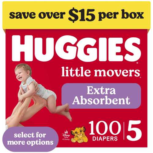 Huggies Little Movers Baby Diapers, Size 5 (27+ lbs), 100 Count (Select for More)