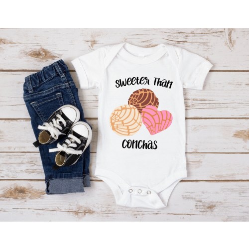 Sweeter than conchas onesie®, mexican toddler shirt, conchas bodysuit