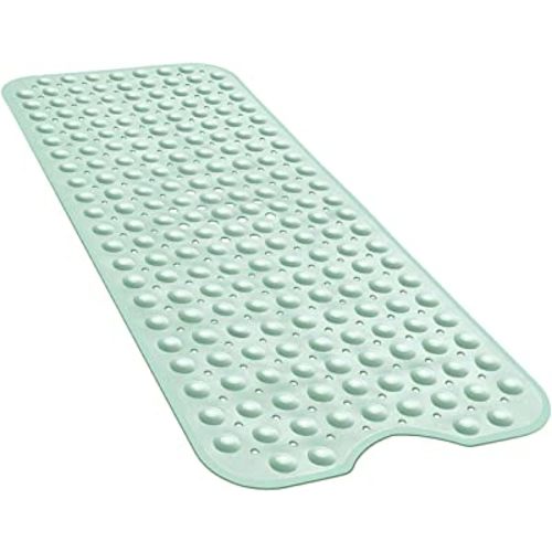 YINENN Bath Tub Shower Mat 40 x 16 Inch Non-Slip and Extra Large, Bathtub Mat with Suction Cups, Machine Washable Bathroom Mats with Drain Holes, Light Green