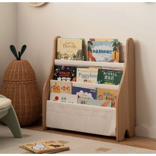Scandinavian Poplar Wood Kids Bookshelf 4 Layers LUNA – Loft Home US