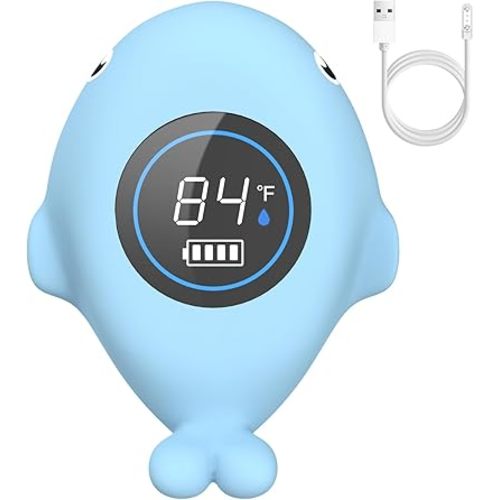 Baby Thermometer for Infants - Rechargeable Digital Water Thermometer Safety with Temperature Warning, Floating Bathtub Toy for Newborns