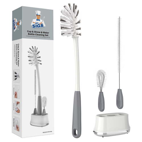 MR.Siga 3 Pack Water Bottle Brush Cleaning Set with Storage Holder, Cleaning Brushes for Tumbler