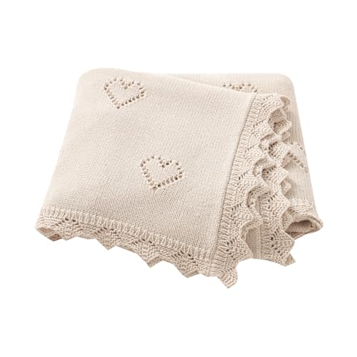 Baby Blanket Cotton Crochet Newborn Neutral Nursery Swaddling Blankets Soft Knitted Boys Girls Receiving Crib 30x40 Inch