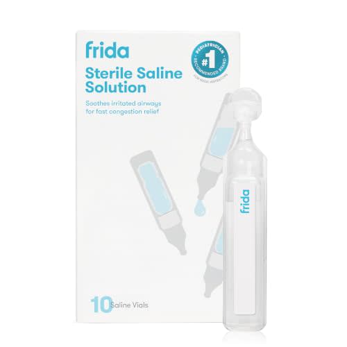 Frida Saline Ampules for Therapy, Safe for All Ages, 10 Single-Use Vials | Gentle Drug-Free Isotonic Saline Solution for Airway Hydration and Congestion Relief
