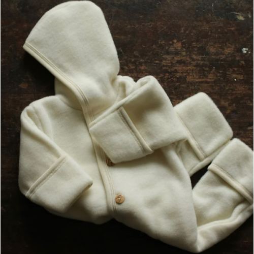 Baby Merino Wool Fleece Suit - Natural
