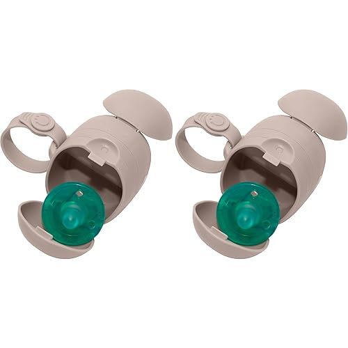 Ubbi On-The-Go Dual Pacifier Holder, Keep's Baby's Binkies Clean and Accessible, Portable for Travel, Diaper Bag Accessory Must Have for Newborns, Taupe, 2-Pack