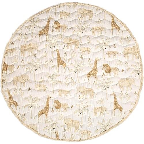 Crane Baby Activity Mat, Baby Play Mat for Boys and Girls, Safari Animal, 40" x 40", Baby Must Haves, Jungle Nursery Decor Infant Play Mat, Tummy Time Baby Floor Mat, Kids Play Mat, Tummy Time Mat