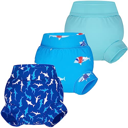 BIG ELEPHANT Baby Swim Diapers 3pcs, Reusable Adjustable Washable Waterproof Swimming Diaper for Boy's and Girl's 6Months - 5 Years