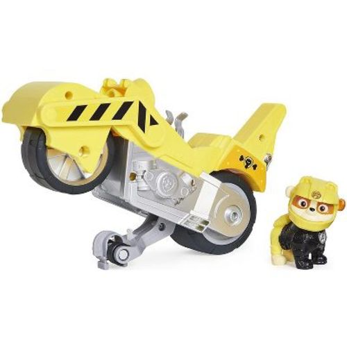 PAW Patrol Moto Pups Rubble's Deluxe Pull-Back Motorcycle Vehicle with Wheelie Feature & Toy Figure, Kids Toys for Ages 3 & Up