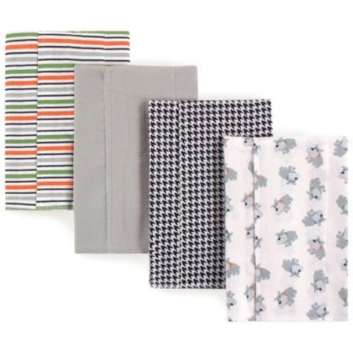 Luvable Friends Baby Boys Cotton Flannel Burp Cloths 4pk, Dog, One Size