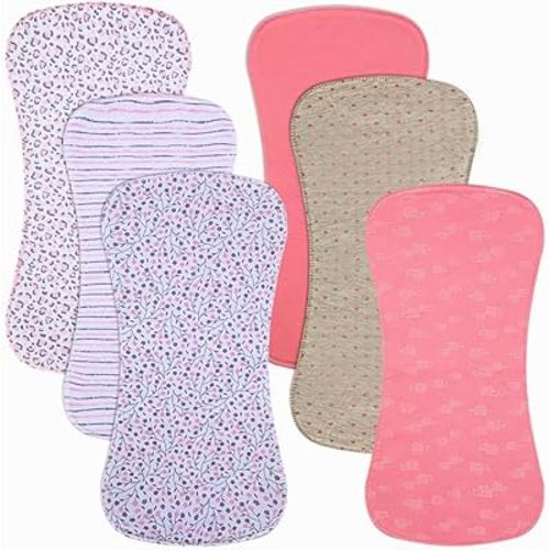 Gelisite 6 Pack Cotton Baby Burp Cloths Extra Absorbent Soft for Baby Boys and Girls