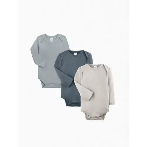 3-Pack Long Sleeve Bodysuit Bundle - Harbor + Mist + Stone