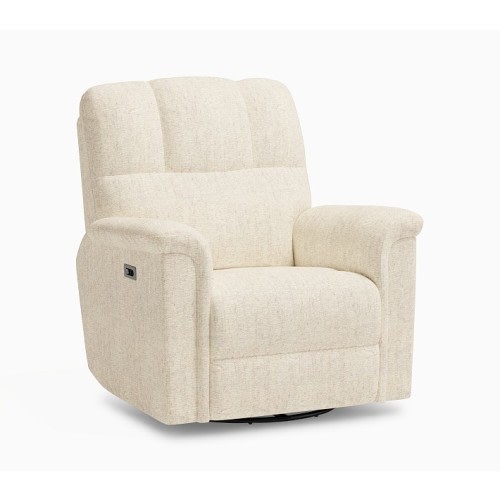 Lullaby Power Recliner Performance Heathered Chenille Ecru