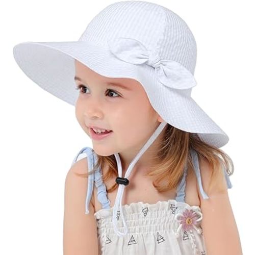 Toddler Kids Baby Girl Sun Hat Floppy Cotton Summer Hat 50+ SPF Protective