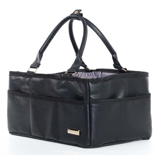 Sleepy Panda Vegan Leather with Adjustable Compartments and Exterior Pockets Stylish, Durable, and Easy-to-Carry Nursery Organizer Diaper Caddy