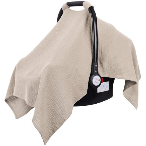 Muslin Car Seat Cover for Babies, 100% Cotton Infant Carseat Canopy