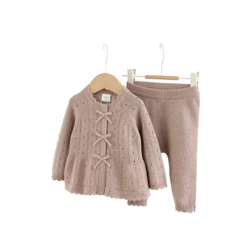 Kids' 2-Piece Knitted Peplum Cardigan & Leggings Set, 9-12M