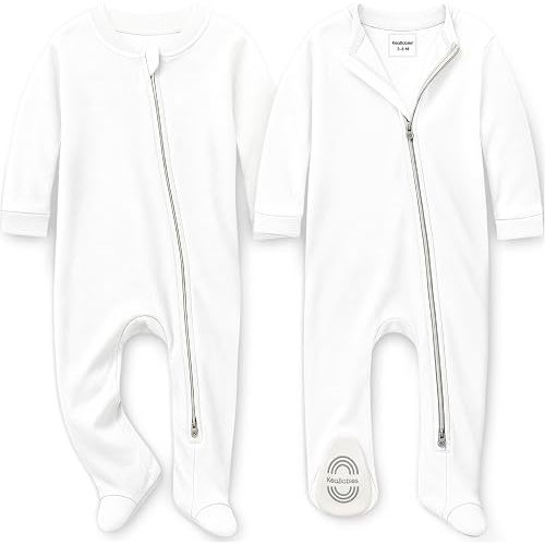 2pk Baby Pajamas Footie, Baby Sleepers, Newborn Pajamas (Soft White, 3-6M)