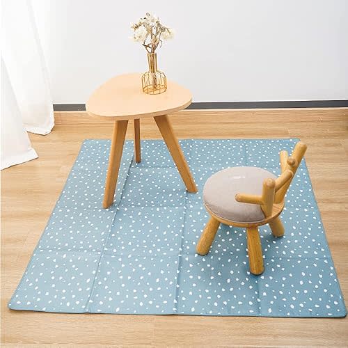 HappyFlute Splat Mat for Under High Chair/Art/Crafts/Playtime,Waterproof and Washable Splat Mat for Baby Feeding Supplies,43'x43' Square(Spot)