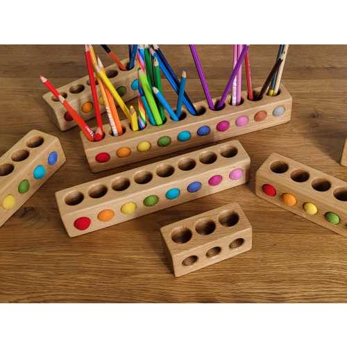 Wooden Pencil Holder for Kids, Montessori Desk Organizer in Various Sizes, Personalized Art Supply Storage Gift For ages 4+