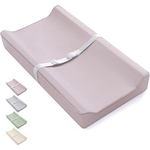 Blissful Diary Vegan Leather Baby Changing Pad with Waterproof & Wipe-Clean PU Cover, Standard Size Cozy Diaper Changing Pad for Dresser and Table, Taupe