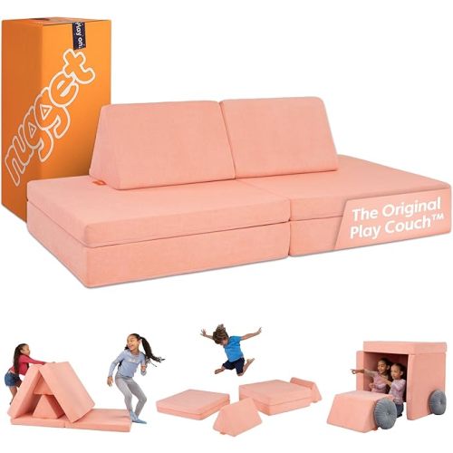 Nugget - The Original Play Couch for Kids - Modular Foam Children's Sofa for Playroom, Imagination, & Creative Open Ended Play - Washable & Convertible Playroom Furniture, Blossom