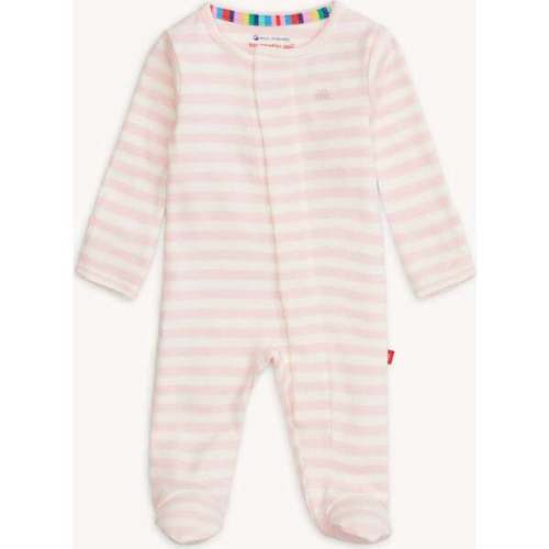 Pink Stripe Organic Cotton Footie - Magnetic Me | Maisonette