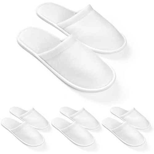 Disposable Slippers For Guests, Bulk White Slipper Pack For Hotel, Spa, Travel, Shoeless Home, Fits up to Adult