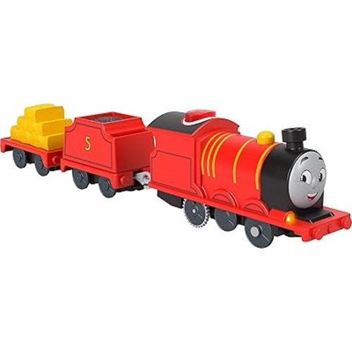 Thomas & Friends Motorized Toy Train Talking James Battery-Powered Engine with Sounds & Phrases for Pretend Play Preschool Kids Ages 3+ Years
