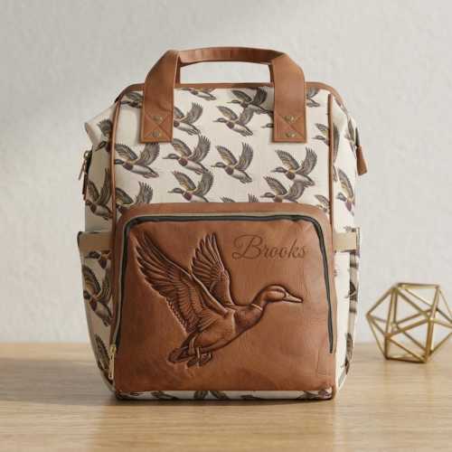Flying Mallard Duck Diaper Backpack | Personalized Name | Mom Backpack