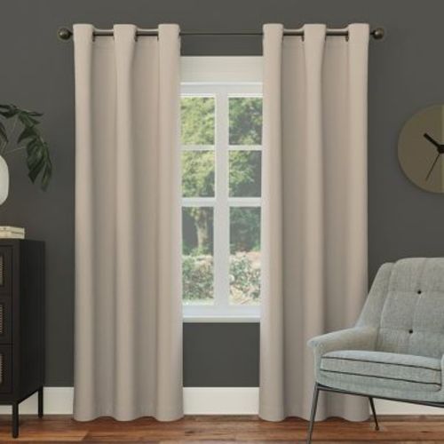 40"x84" Sun Zero Blackout Kenneth Energy Saving Grommet Curtain Panel Stone: Modern Thermal Insulated, Noise Reduction