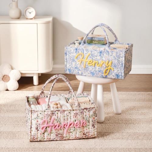 Personalized Baby Diaper Caddy: Custom Name Storage Basket, New Mom Gift